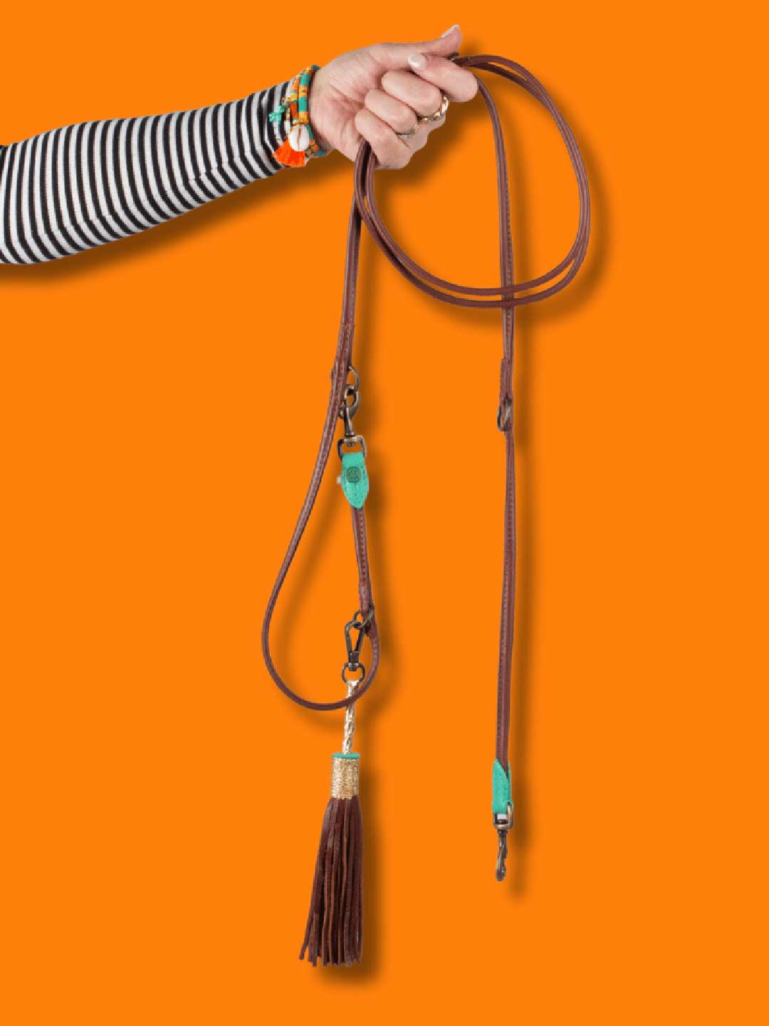 Extra Long Bobby Brown Dog Lead / DOG WITH A MISSION