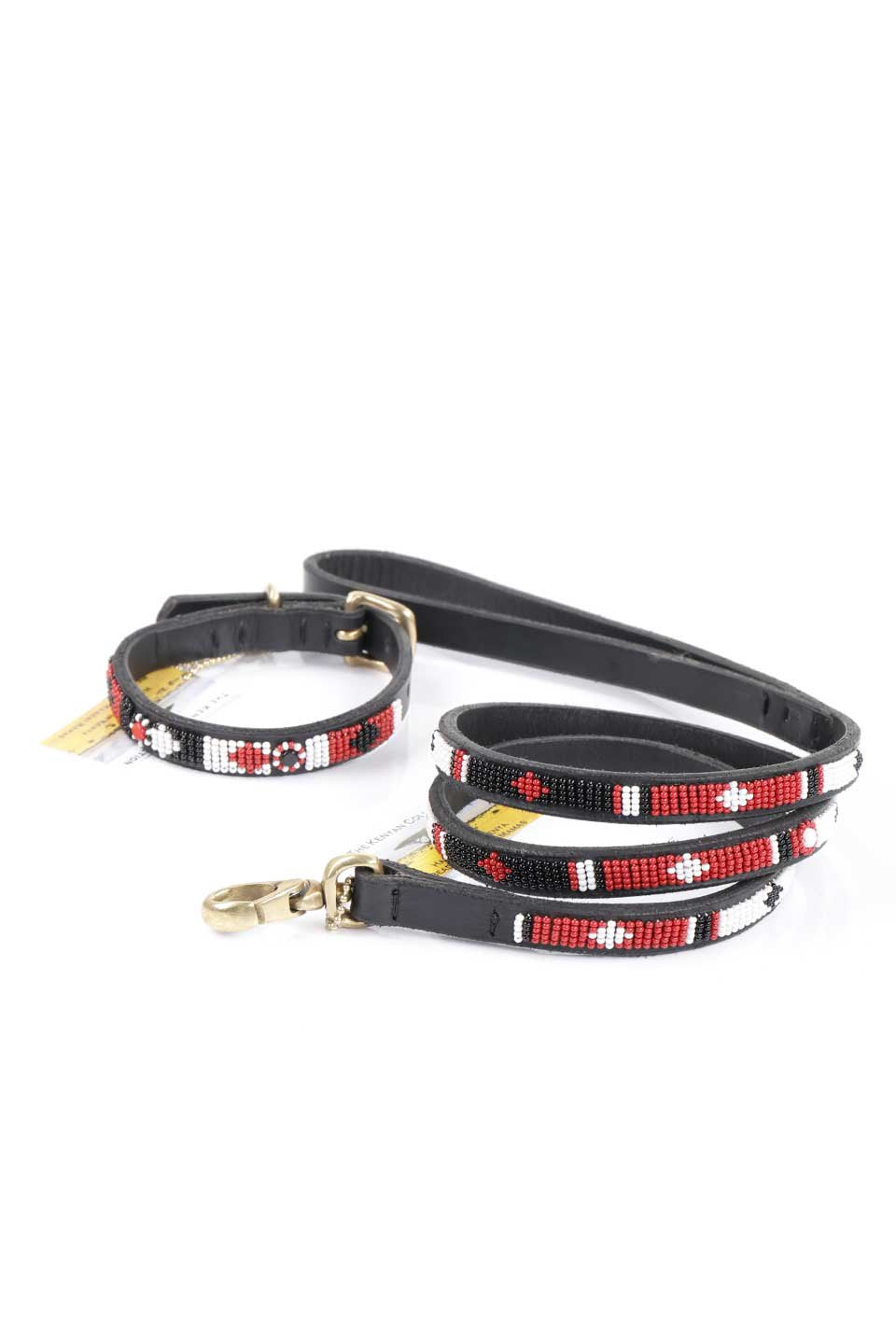 1/2" Masai Shield Beaded Dog Lead / THE KENYAN COLLECTION