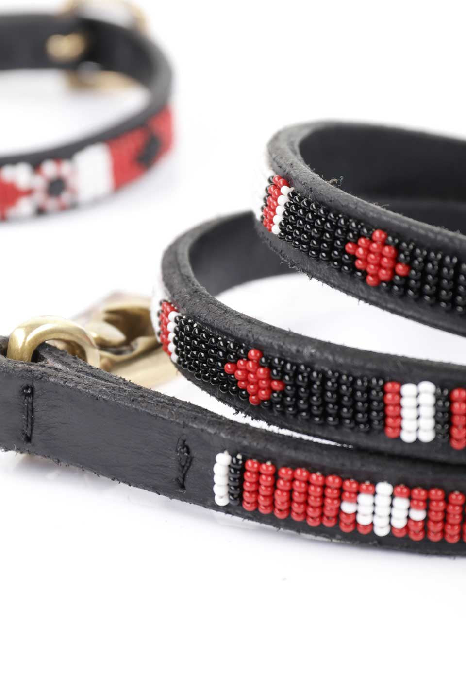 1/2" Masai Shield Beaded Dog Lead / THE KENYAN COLLECTION