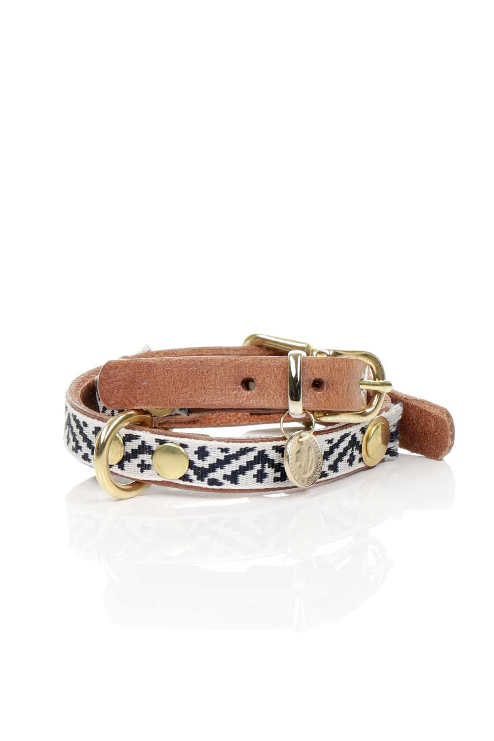 Aztec Black & White アズテック・モノトーン・本革ドッグカラー / by Lowlands COUTURE