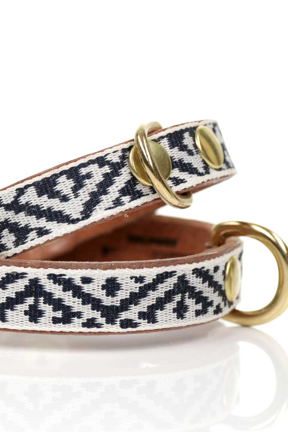 Aztec Black & White アズテック・モノトーン・本革ドッグカラー / by Lowlands COUTURE