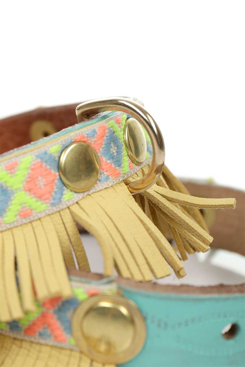 Neon & Yellow Fringe ネオン&イエローフリンジ・本革フリンジドッグカラー / by Lowlands COUTURE