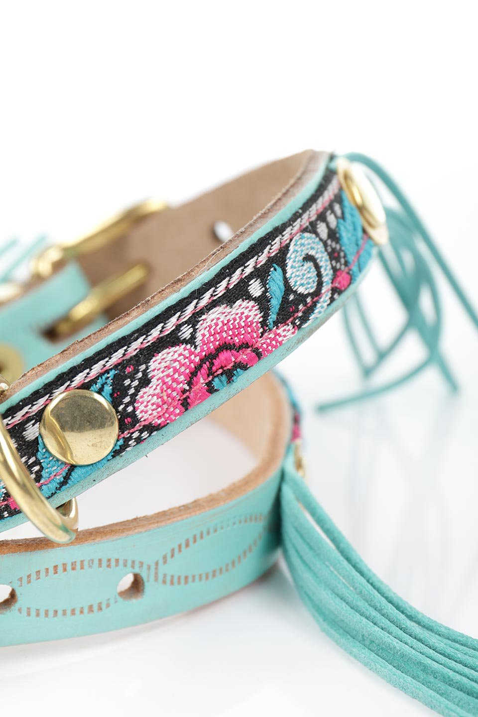 Tropical Party #1 トロピカルパーティー#1・本革フリンジドッグカラー / by Lowlands COUTURE