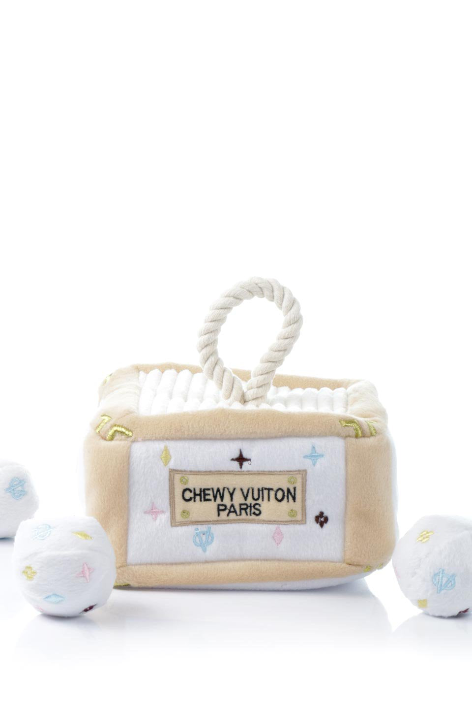 White Chewy Vuiton Interactive Trunk ルイヴィトン・マルチカラートランク・パロディーぬいぐるみ