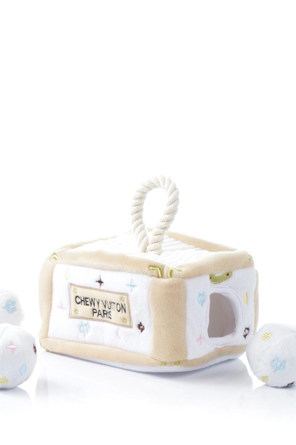 White Chewy Vuiton Interactive Trunk ルイヴィトン・マルチカラートランク・パロディーぬいぐるみ