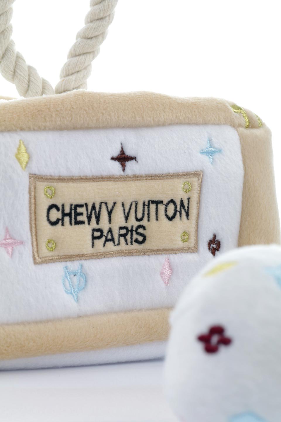 White Chewy Vuiton Interactive Trunk ルイヴィトン・マルチカラートランク・パロディーぬいぐるみ