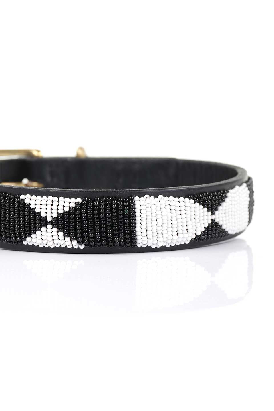 Evony&Ivory Beaded Dog Collar 16" エボニー＆アイボリー・ビーズドッグカラー / by THE KENYAN COLLECTION