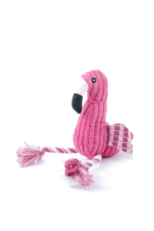 Plush Flamingo Dog Toy ロープ足のフラミンゴ・犬用オモチャ