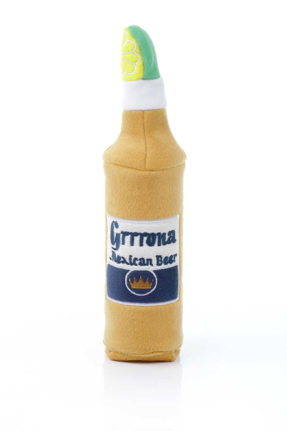 Grrrona Beer Water Bottle Crackler Toy コロナ瓶ペットボトル入り・パロディーぬいぐるみ